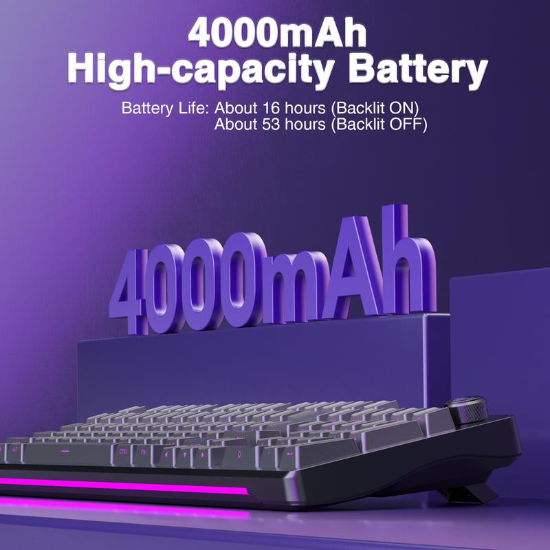 AULA S98 Pro Tri-Mode Wireless Mechanical Gaming Keyboard with Screen Knob, 2.4Ghz/Usb-C/Bt5.0 Gasket Hot Swappable Side Printed Black Keyboard, Pre-Lubed Linear Switches, PBT Keycaps, RGB Backlit Numpad Computer Accessories Bluetooth Keyboard